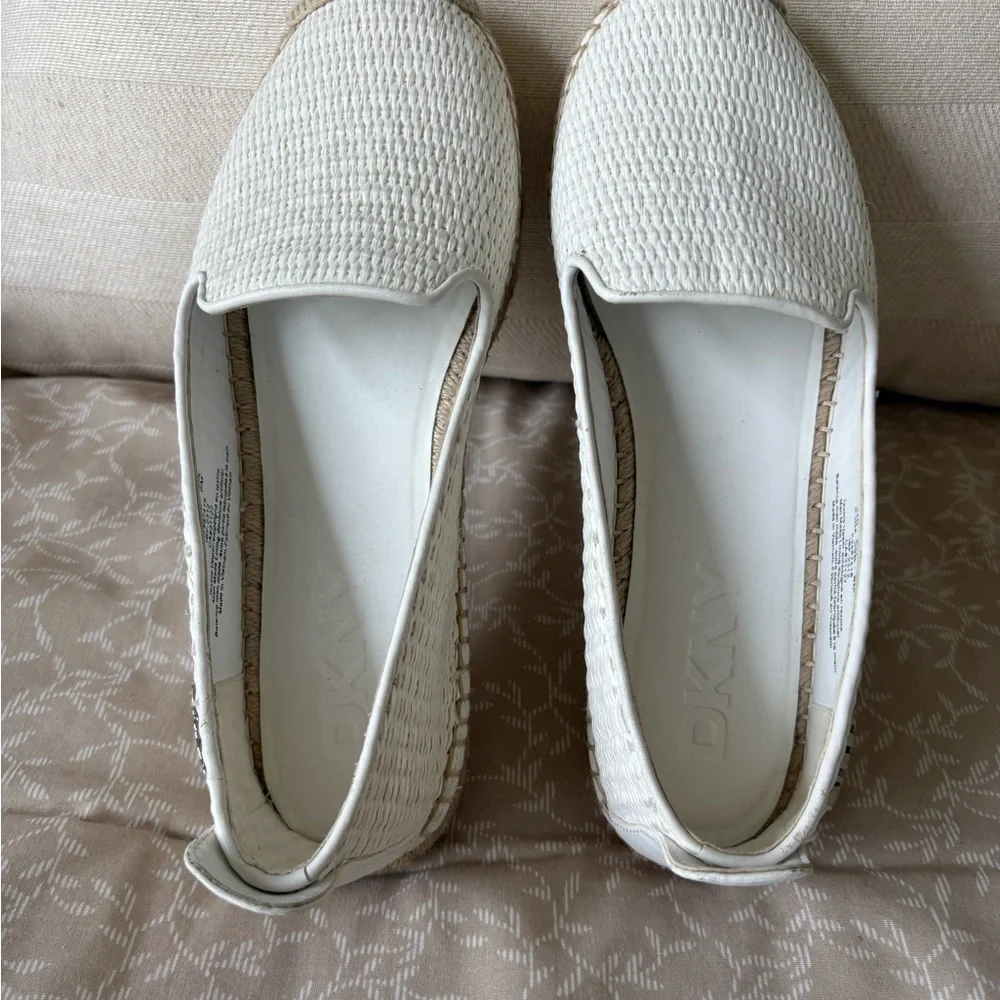 DKNY White Espadrille Flats